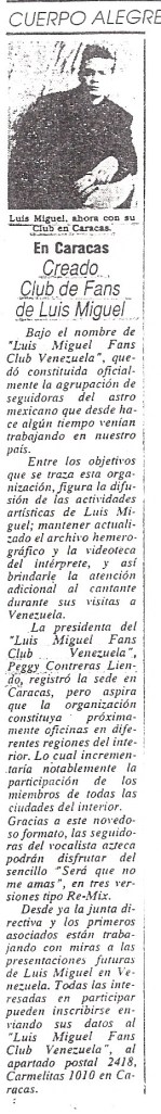 Club de Luis Miguel en Venezuela uno de los primeros en el mundo